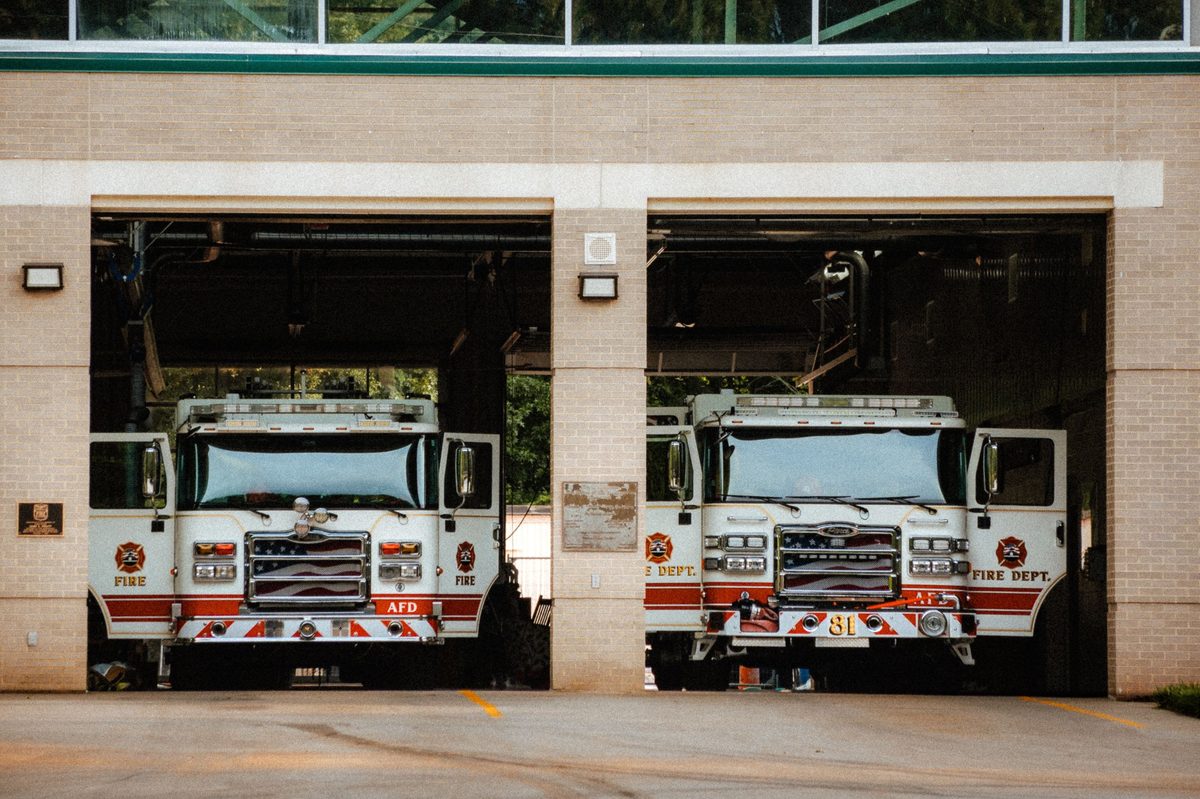 Fire apparatus bays at a station